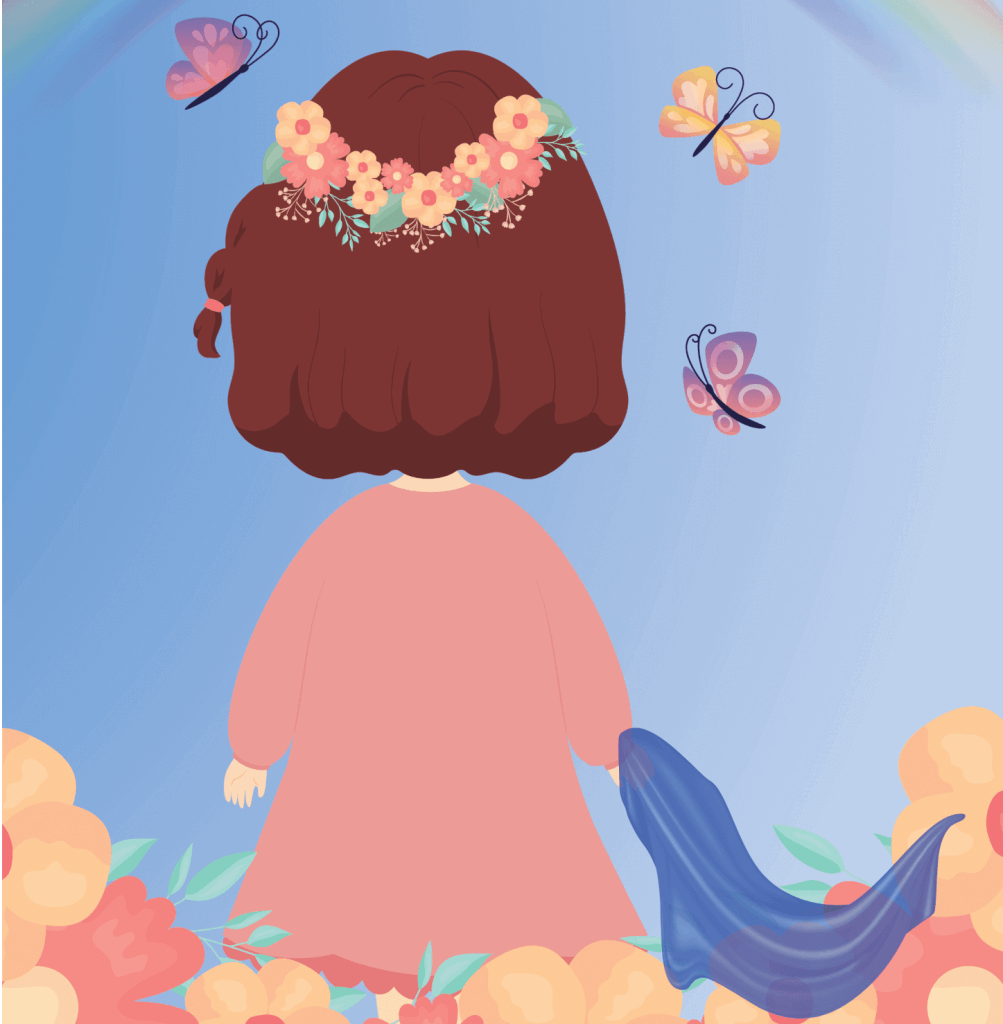 illustration d'une petite fille de dos tiré du livre "Tata est partie"